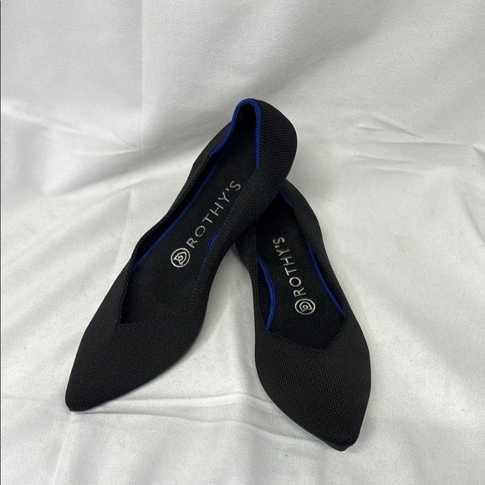 Rothy's The Point Black and blue new  Flats shoes size 8W